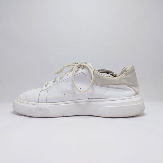Light Weight White Sneakers Leather Top with Rubber Sole