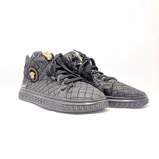 Versace black quilted high-top sneakers