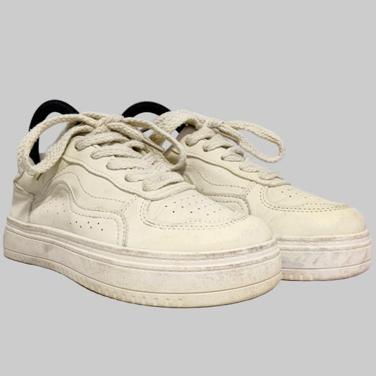 White Casual Sneaker with Leather Top and Rubber Sole For Boys and Girls