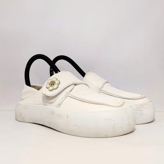 Women White Leather Lofers