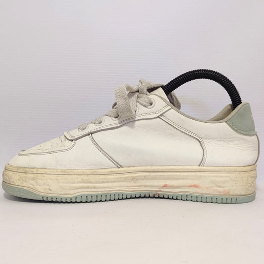 White Leather Sneakers with Rubber Sole
