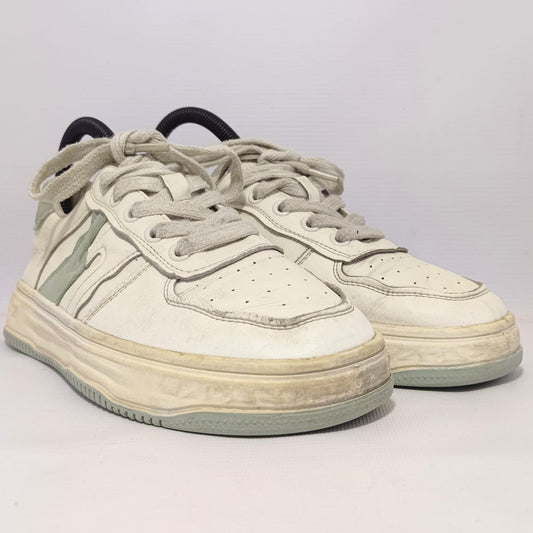 White Leather Sneakers with Rubber Sole