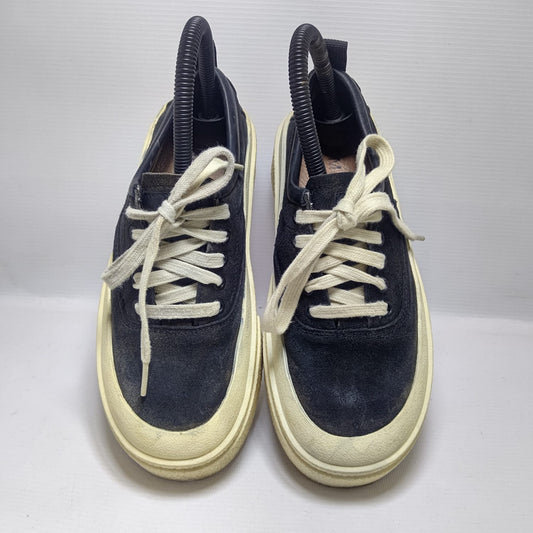 Black Leather High Sole Sneakers