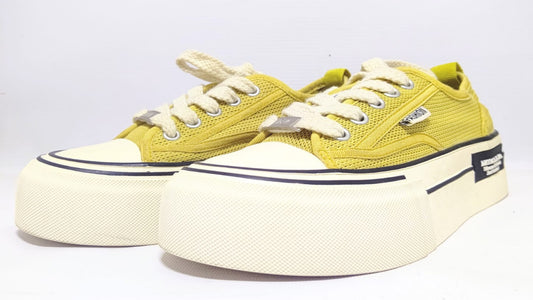 Kamiya Herc canvas lace-up sneakers in yellow with a white rubber sole