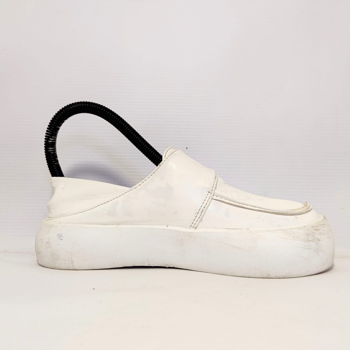 Women White Leather Lofers