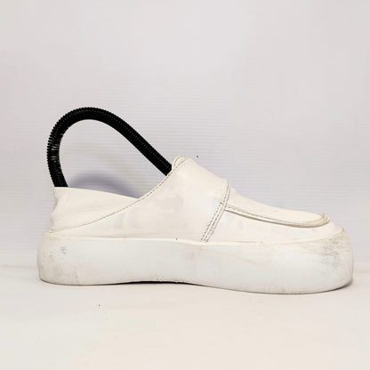 Women White Leather Lofers