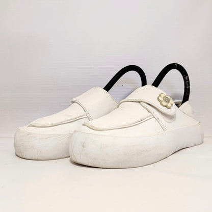 Women White Leather Lofers