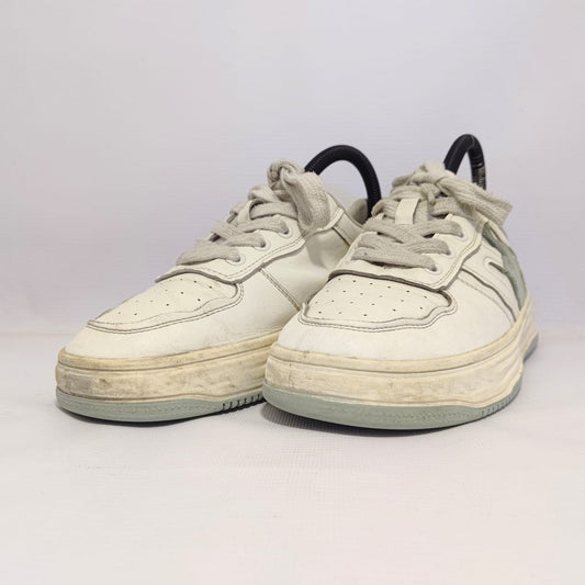 White Leather Sneakers with Rubber Sole