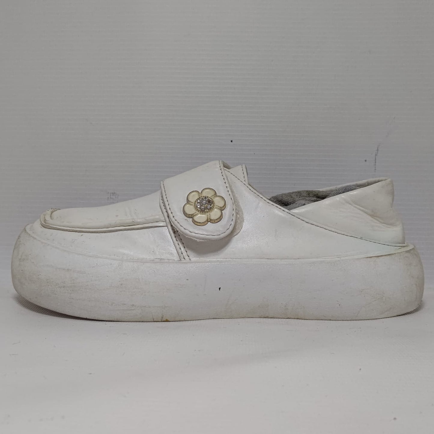 White Leather Loafers for Women's