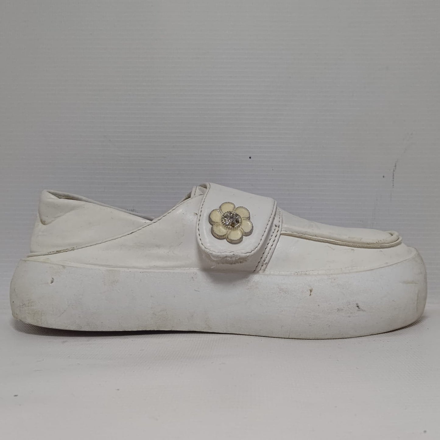 White Leather Loafers for Women's