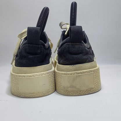 Black Leather High Sole Sneakers