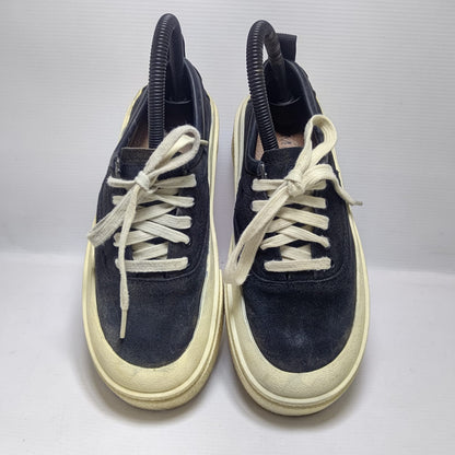 Black Leather High Sole Sneakers