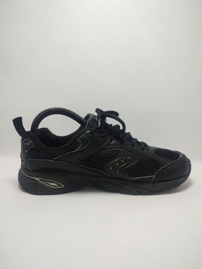 Avia men's athletic or walking shoe in black with yellow accents