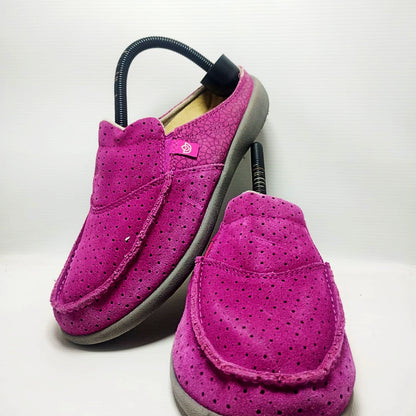 Spenco Siesta Slide Mosaic mules in a magenta/fuchsia color