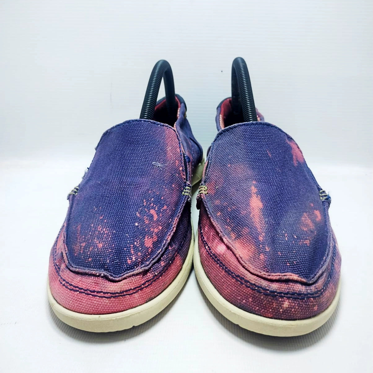 Crocs Walu canvas loafers in a purple and pink distressed colorway