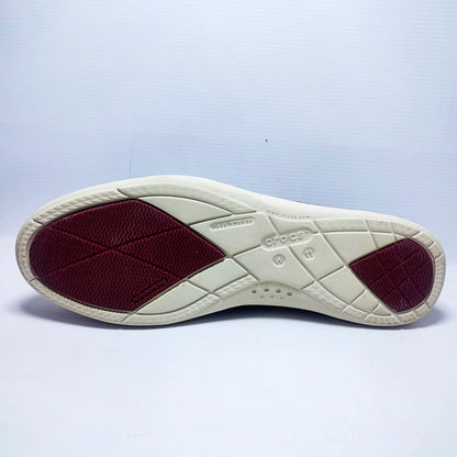 Crocs Walu canvas loafers in a purple and pink distressed colorway